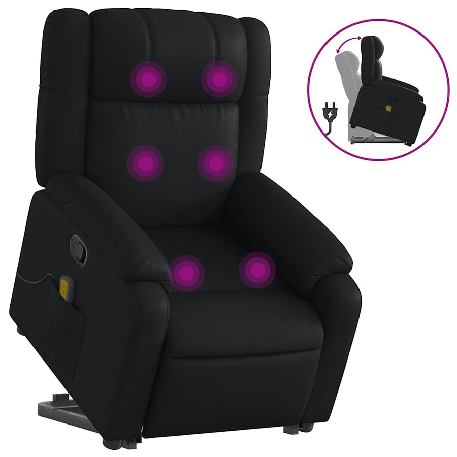 Stand up Massage Recliner Chair Black Faux Leather