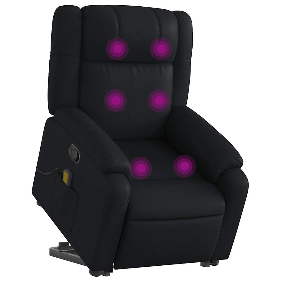Stand up Massage Recliner Chair Black Faux Leather