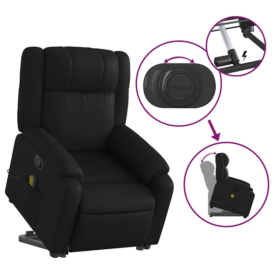 Stand up Massage Recliner Chair Black Faux Leather