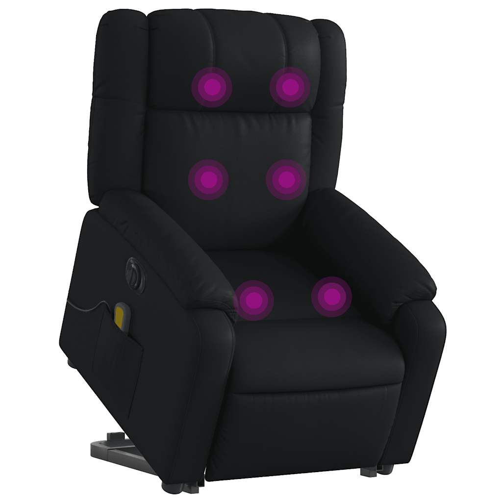Electric Stand up Massage Recliner Chair Black Faux Leather