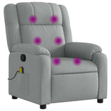 Massage Recliner Chair Light Grey Fabric - Front View