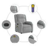 Massage Recliner Chair Light Grey Fabric - Rear View