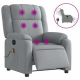 Electric Massage Recliner Chair Light Grey Fabric - Front View