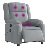 Electric Massage Recliner Chair Light Grey Fabric - Side View