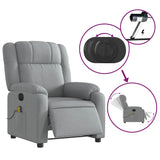 Electric Massage Recliner Chair Light Grey Fabric - Rear View