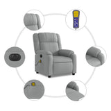 Electric Massage Recliner Chair Light Grey Fabric - Low Angle