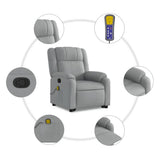 Stand up Massage Recliner Chair Light Grey Fabric - Low Angle