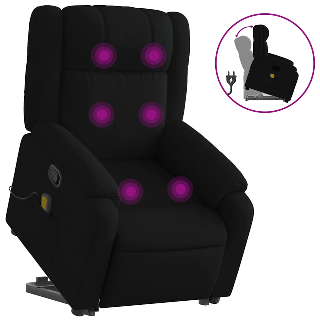 Stand up Massage Recliner Chair Black Fabric