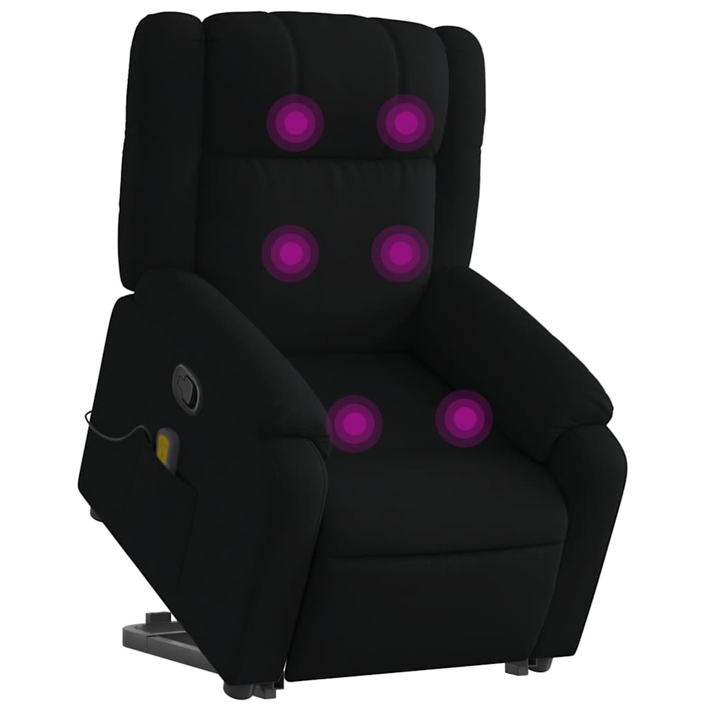 Stand up Massage Recliner Chair Black Fabric