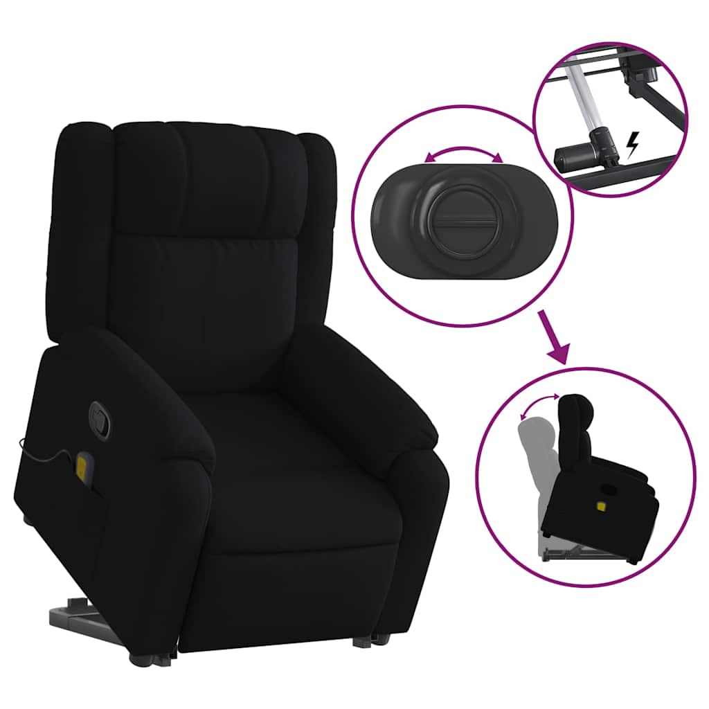 Stand up Massage Recliner Chair Black Fabric