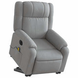 Electric Stand up Massage Recliner Chair Light Grey Fabric - Side View