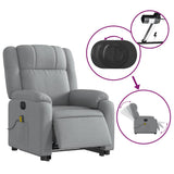 Electric Stand up Massage Recliner Chair Light Grey Fabric - Rear View
