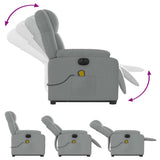 Electric Stand up Massage Recliner Chair Light Grey Fabric