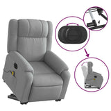 Electric Stand up Massage Recliner Chair Light Grey Fabric