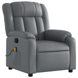 Massage Recliner Chair Grey Faux Leather - Side View
