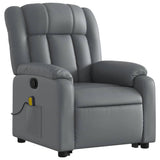 Electric Massage Recliner Chair Grey Faux Leather - Top-Down View