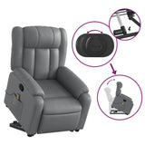 Electric Massage Recliner Chair Grey Faux Leather - Rear View
