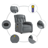 Electric Massage Recliner Chair Grey Faux Leather - Low Angle