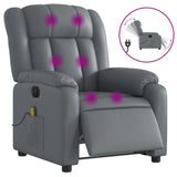 Stand up Massage Recliner Chair Grey Faux Leather - Front View