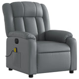 Stand up Massage Recliner Chair Grey Faux Leather - Side View