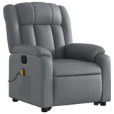 Electric Stand up Massage Recliner Chair Grey Faux Leather - Side View