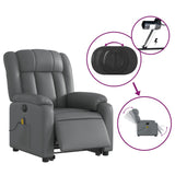 Electric Stand up Massage Recliner Chair Grey Faux Leather - 45-Degree Angle