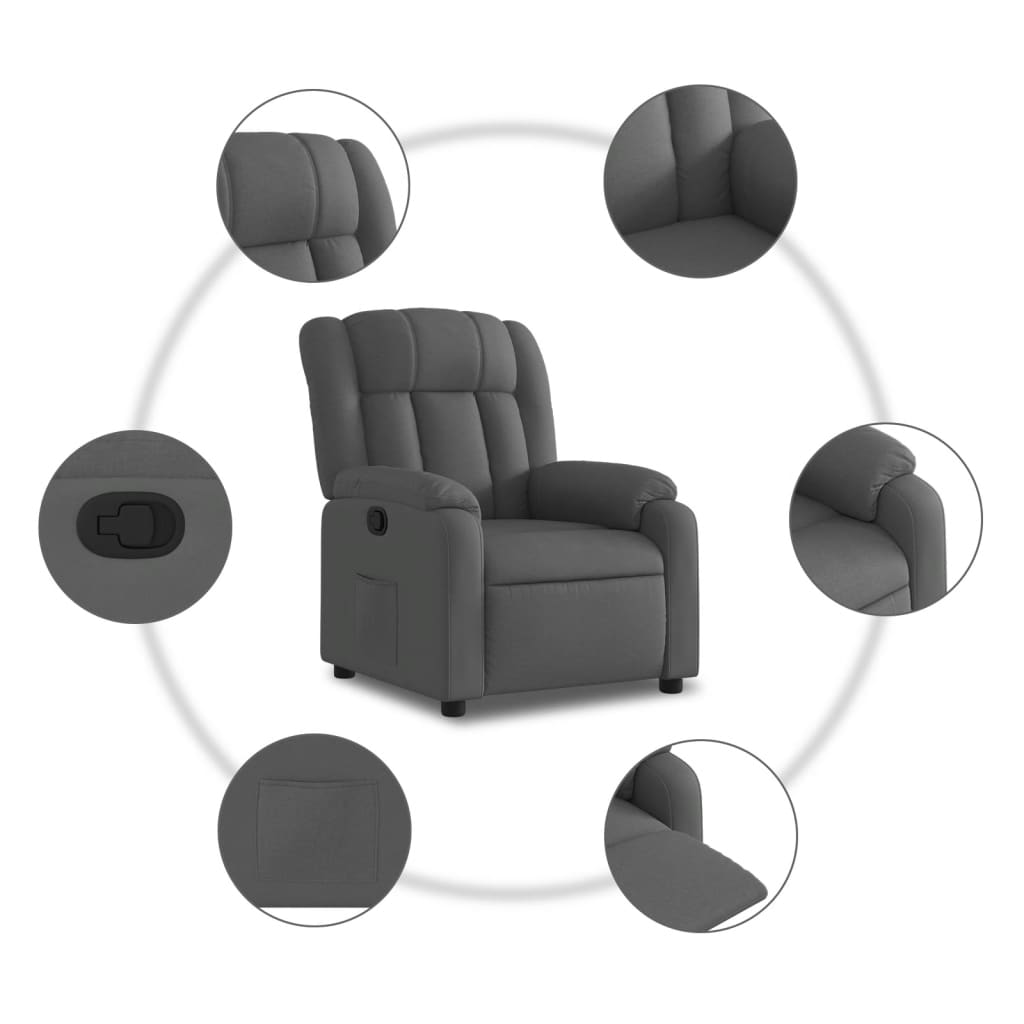 Recliner Chair Dark Grey Fabric