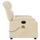 Massage Recliner Chair Cream Fabric - Low Angle