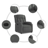 Electric Recliner Chair Dark Grey Fabric - Low Angle