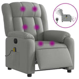 Electric Massage Recliner Chair Light Grey Fabric - Front View