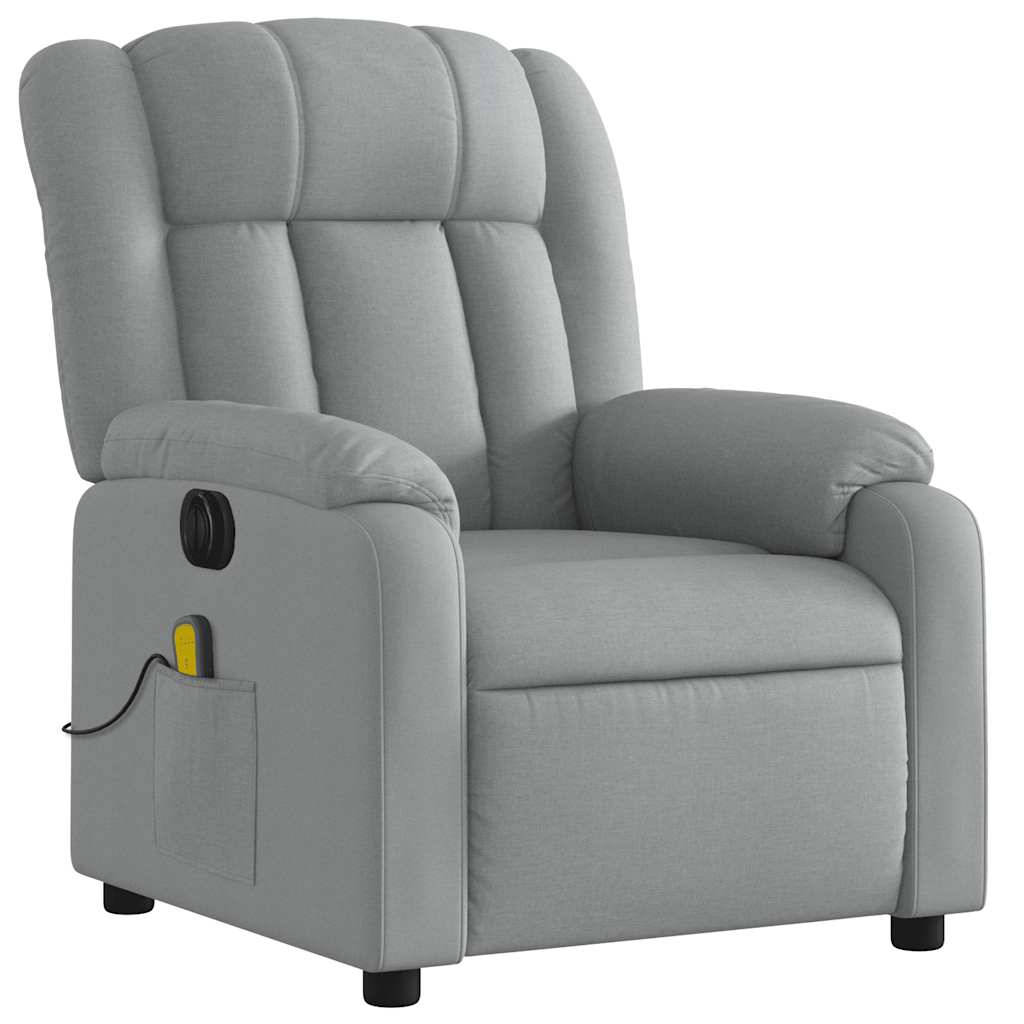 Electric Massage Recliner Chair Light Grey Fabric