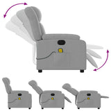 Electric Massage Recliner Chair Light Grey Fabric - Close-Up Angle