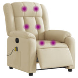 Electric Massage Recliner Chair Cream Fabric - Side View