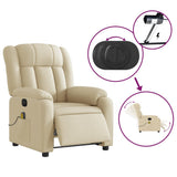 Electric Massage Recliner Chair Cream Fabric - Rear View