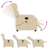 Electric Massage Recliner Chair Cream Fabric - Close-Up Angle