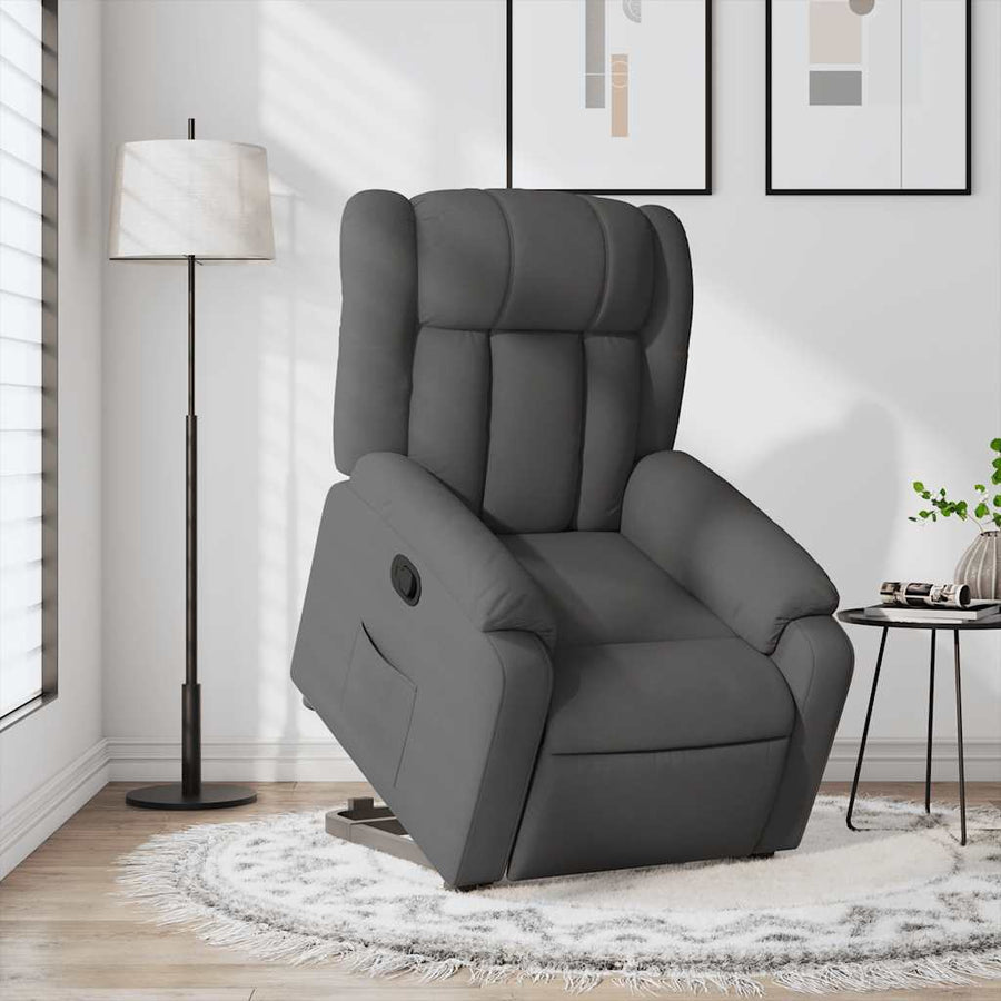Stand up Recliner Chair Dark Grey Fabric