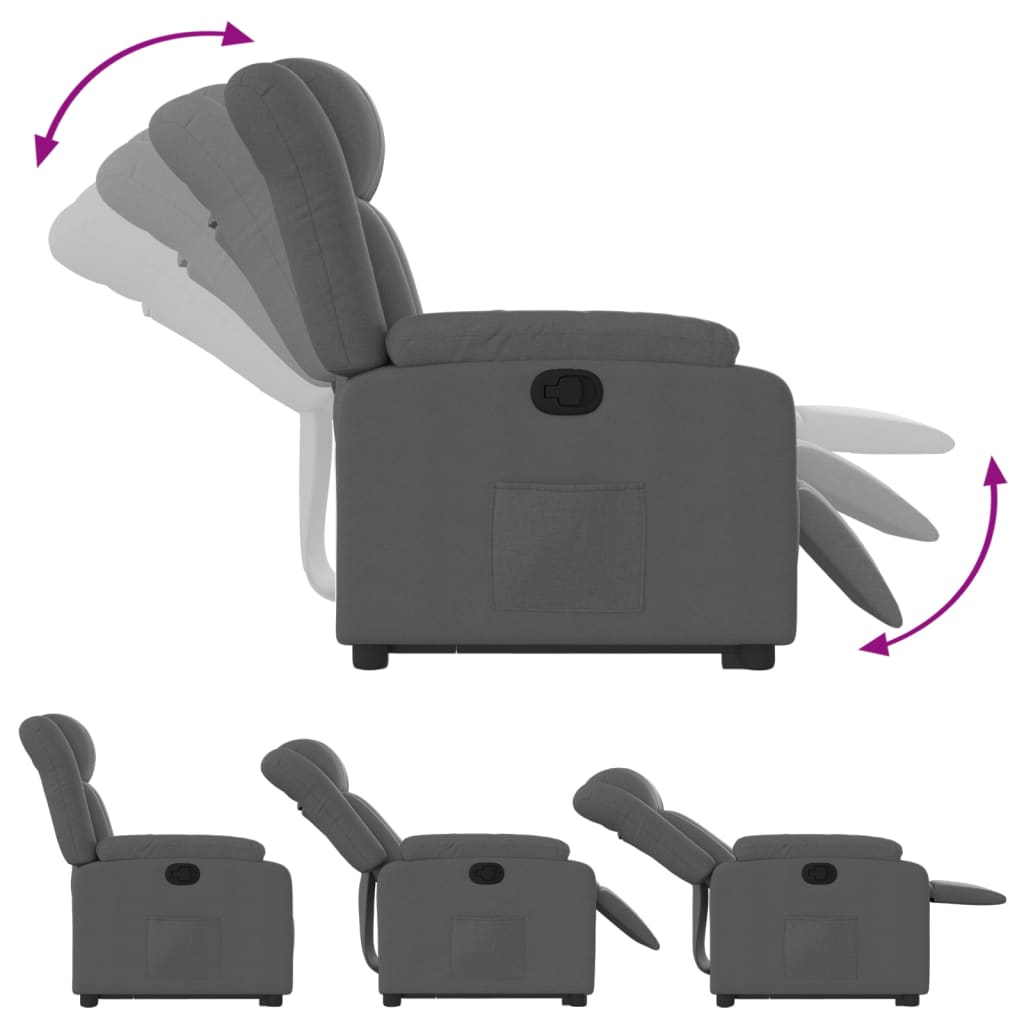Stand up Recliner Chair Dark Grey Fabric