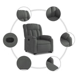 Stand up Recliner Chair Dark Grey Fabric - Close-Up Angle