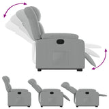 Stand up Massage Recliner Chair Light Grey Fabric - Close-Up Angle