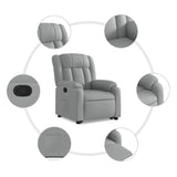 Stand up Massage Recliner Chair Light Grey Fabric - Low Angle