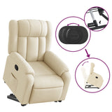 Stand up Massage Recliner Chair Cream Fabric - Rear View