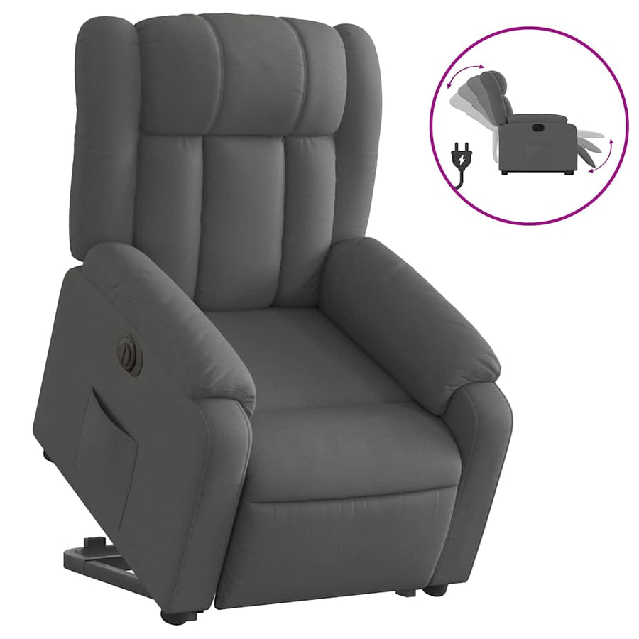 Electric Stand up Recliner Chair Dark Grey Fabric