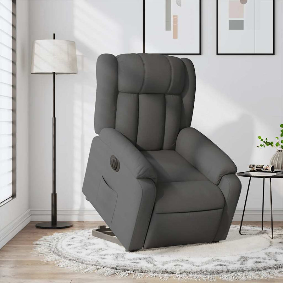 Electric Stand up Recliner Chair Dark Grey Fabric