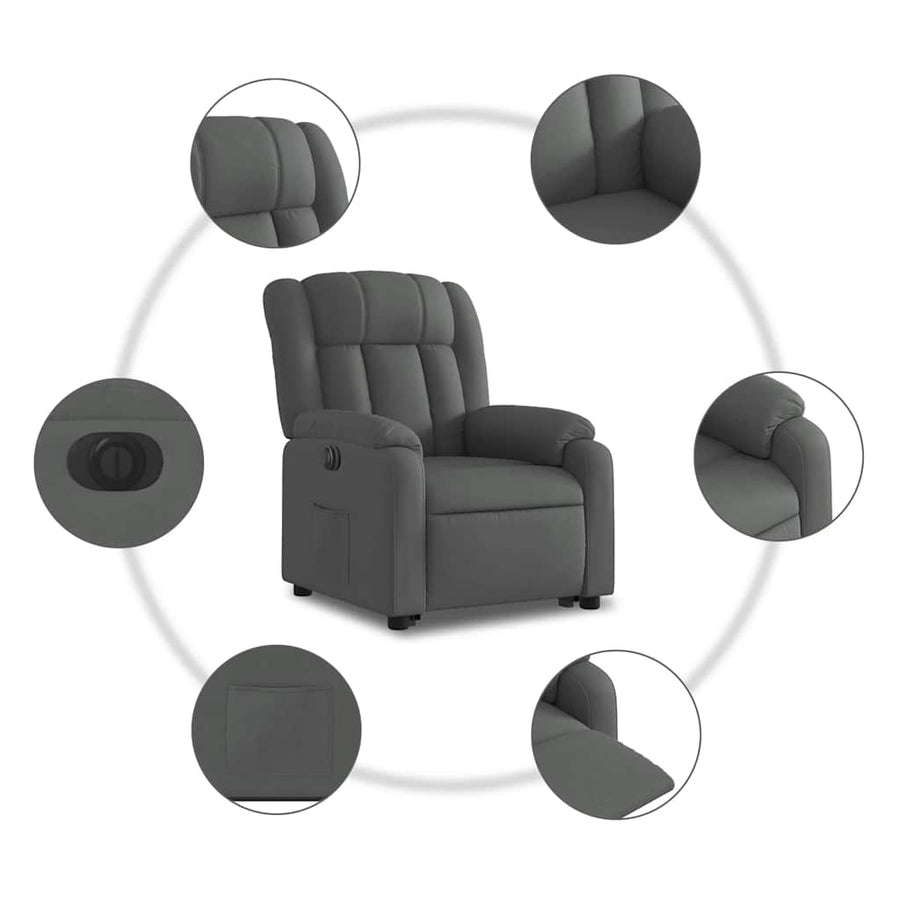 Electric Stand up Recliner Chair Dark Grey Fabric