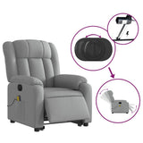 Electric Stand up Massage Recliner Chair Light Grey Fabric - Rear View