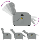 Electric Stand up Massage Recliner Chair Light Grey Fabric - Close-Up Angle
