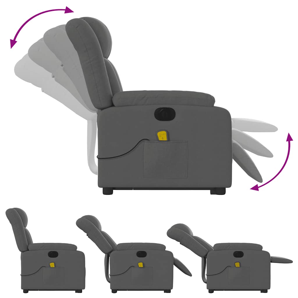 Electric Stand up Massage Recliner Chair Dark Grey Fabric