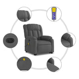 Electric Stand up Massage Recliner Chair Dark Grey Fabric - Low Angle
