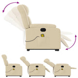 Electric Stand up Massage Recliner Chair Cream Fabric - Close-Up Angle