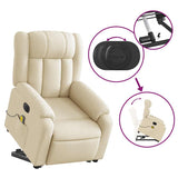 Electric Stand up Massage Recliner Chair Cream Fabric - Extra Image